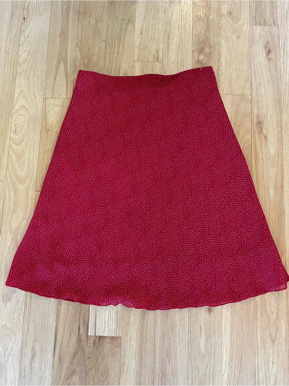 Byer California Red A-Line Midi Skirt with Micro Dot Texture